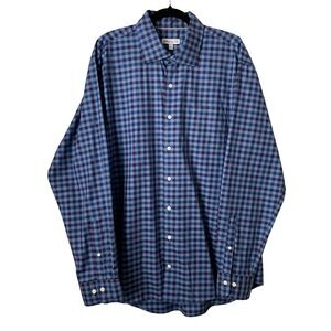 Peter Millar Shirt Mens XL Blue Purple Gingham Check Cotton Long Sleeve Preppy